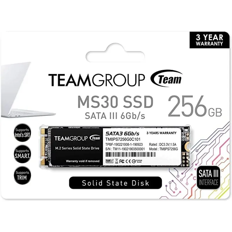 Unidad en estado solido tg ms30 m.2 2280 256gb sata iii 6gb/s