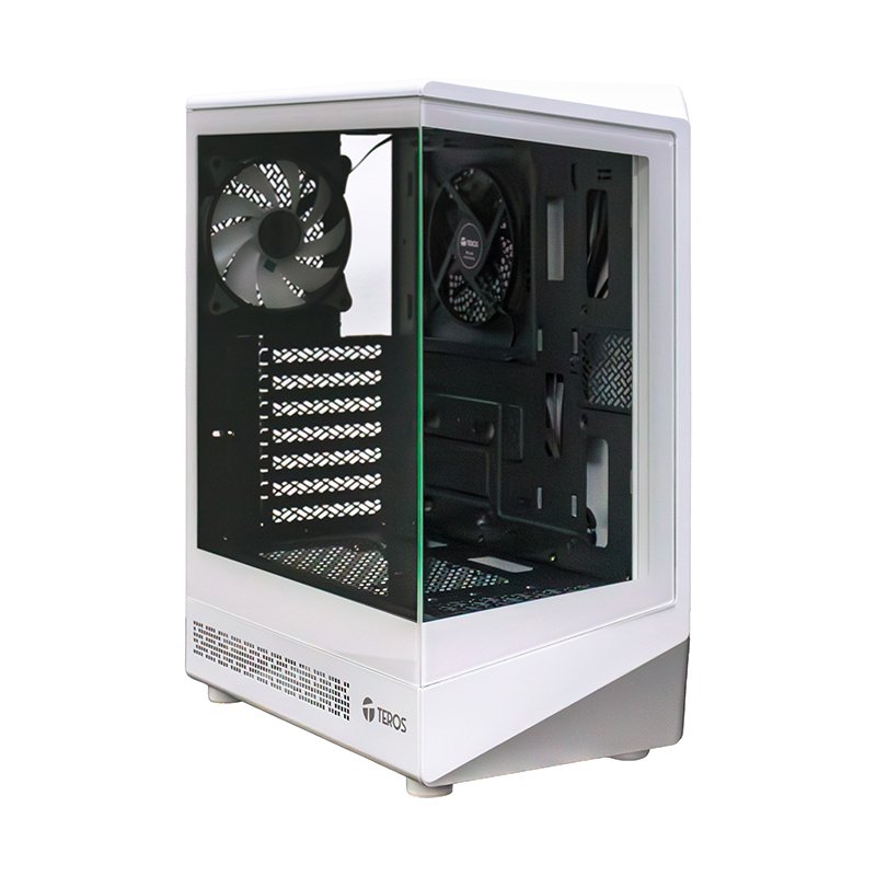 Case gamer teros te-1322g, mid tower, usb 3.0 / usb 2.0, audio, ventilador argb, blanco