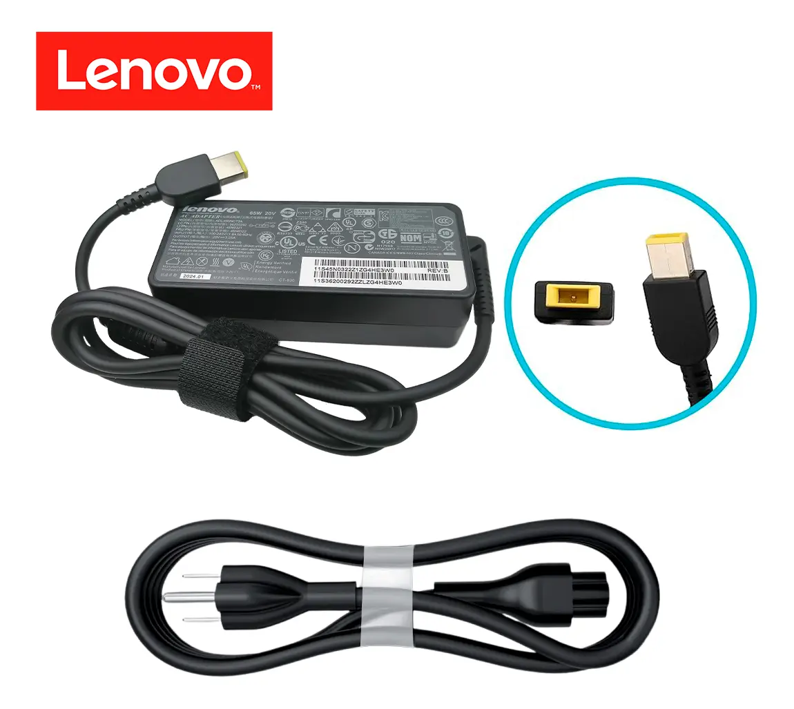 Cargador lenovo original 20v 65w 3.25a punta usb