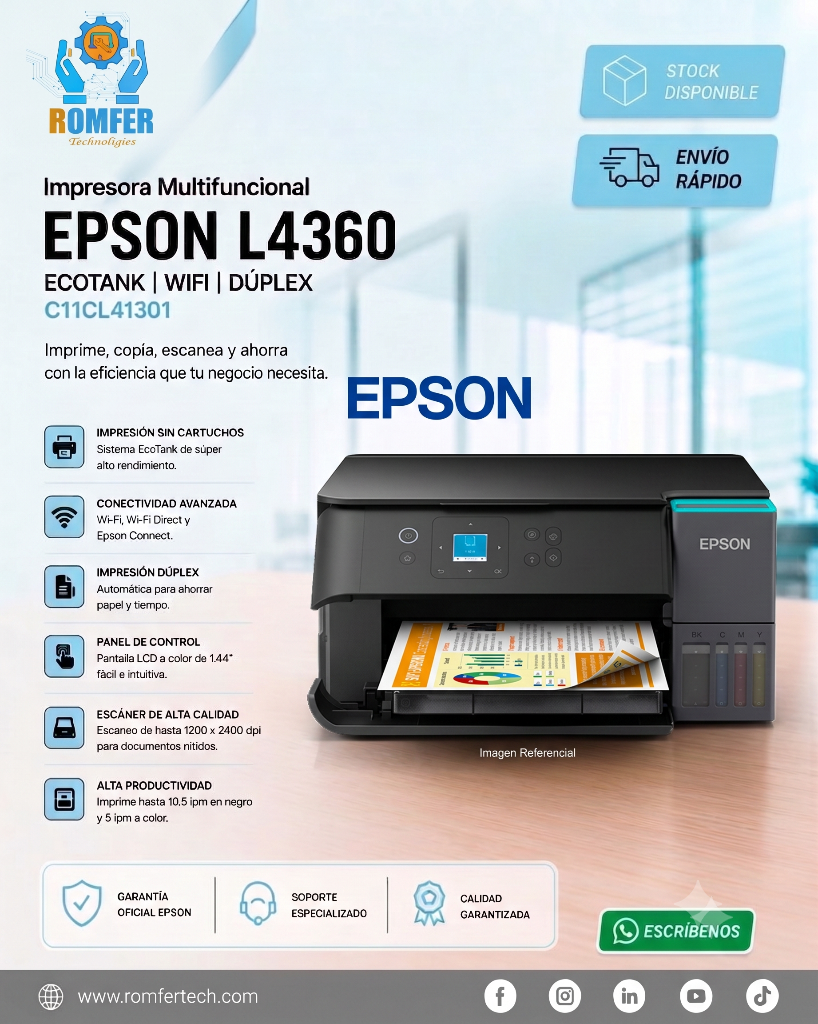 Impresora multifuncional epson l4360 / wi-fi / duplex